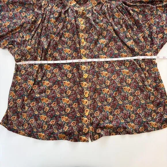 Women's Vintage Blouse Puffed Sleeves Gathered Cuffs Cottage Prairie Country L - Picture 5 of 10